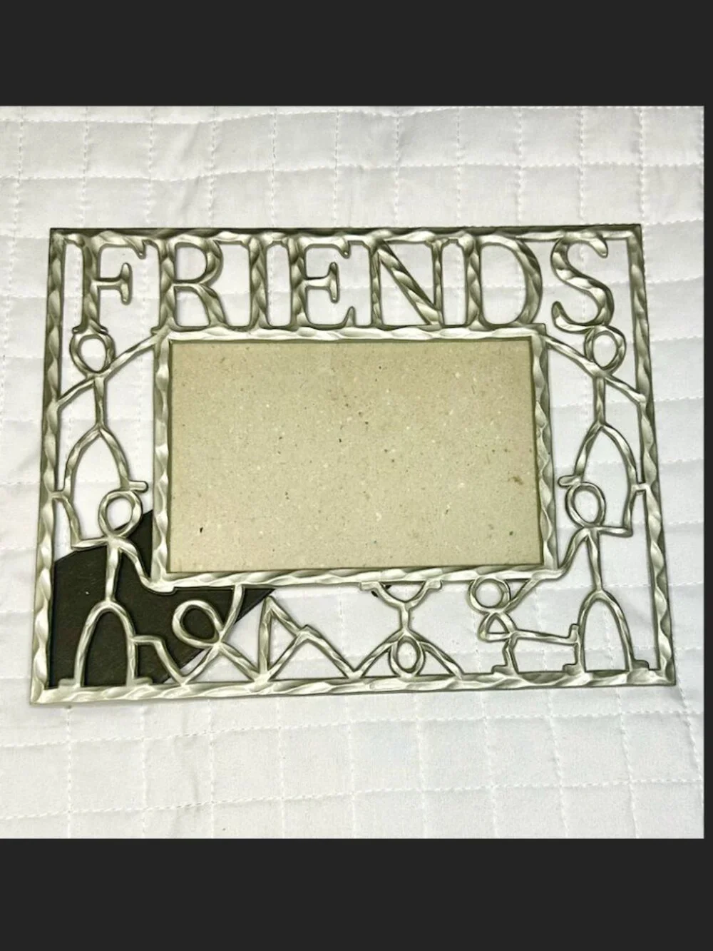 FRIENDS Vintage Twisted Iron Picture Frame with Stick Figure Design